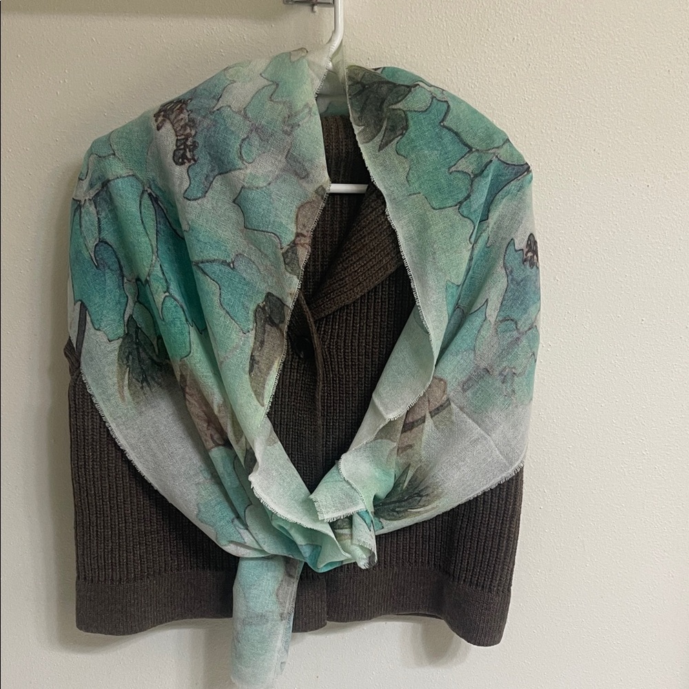 Elegant Mint Green Floral Scarf